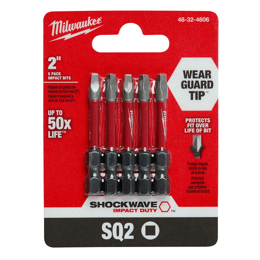 Main 2 - MILWAUKEE:#2 SQUARE RECESS
2"POWER BIT (5PK) -