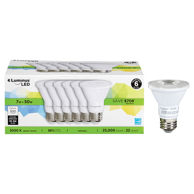 Main 2 - LIGHT: LUMINUS LED 7W 6/PK PAR20
3000K -